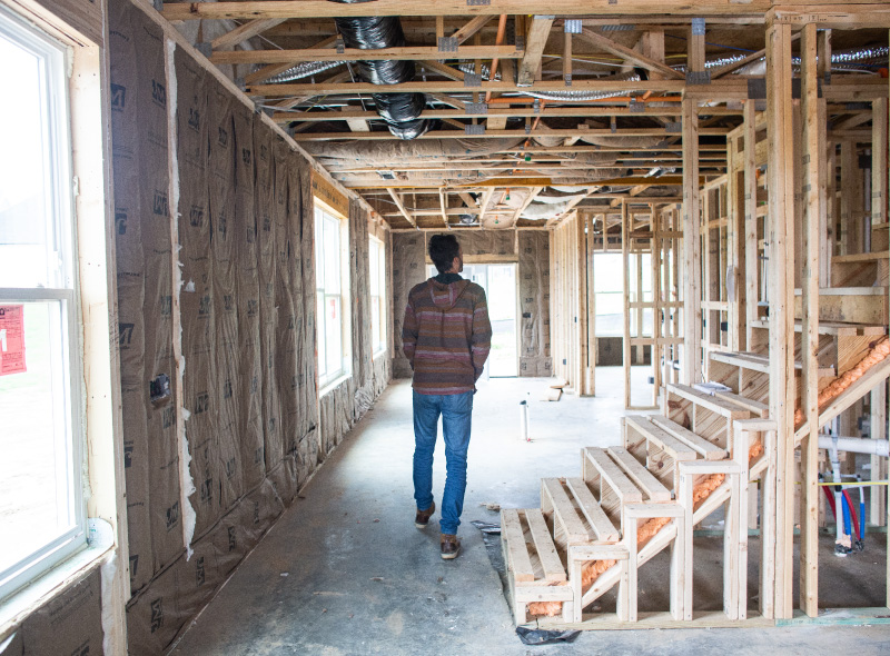 New Home interior view of construction project