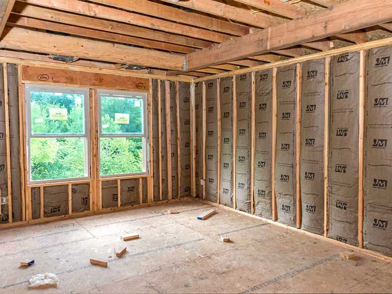 Fiberglass Batts insulation, installed in home walls